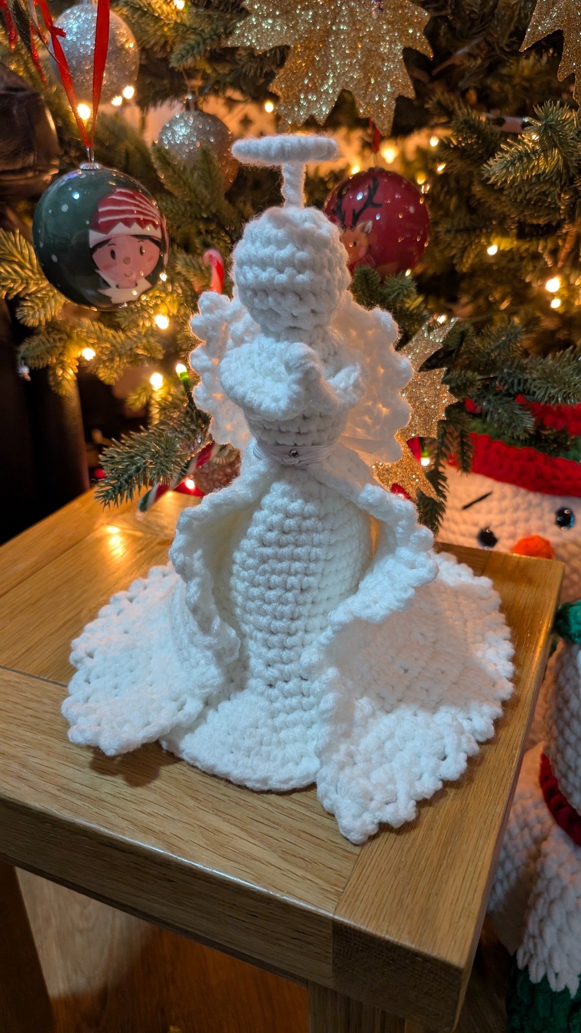 Crochet Christmas angel, handmade by SnuggleStitch Creations